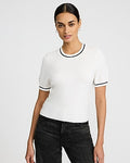 Express Women's Airy Soft Tipped Short Sleeve Sweater in Ivory