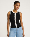 Express Women's Airy Soft Tipped Cutout Sweater Vest in Black Small