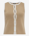 Express Women's Airy Soft Tipped Cutout Sweater Vest in Tan