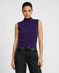 Express Women's Wool-Blend Mock Neck Sweater Tank Top in Acai