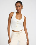 Express Women's Scoop Neck Novelty Button Sweater Tank Top in Ivory