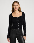 Express Women's Airy Soft Skimming Sweetheart Neckline Cardigan in Pitch Black