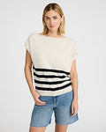 Express Women's Striped Boat Neck Short Sleeve Dolman Sweater in Neutral Small
