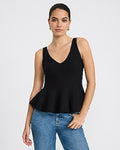Express Women's Cotton V-Neck Peplum Sweater Tank Top in Black Small
