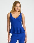 Express Women's Cotton V-Neck Peplum Sweater Tank Top in Blue Small
