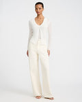 Express Women's Lightweight Textured Ribbed V-Neck Sweater Tank Top in Ivory