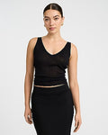 Express Women's Lightweight Textured Ribbed V-Neck Sweater Tank Top in Black Small
