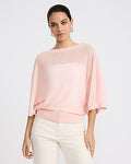 Express Women's Sheer Boat Neck Dolman Sleeve Banded Sweater in Pink Small
