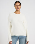 Express Women's Airy Soft Oversized Relaxed Crew Neck Sweater in White Small