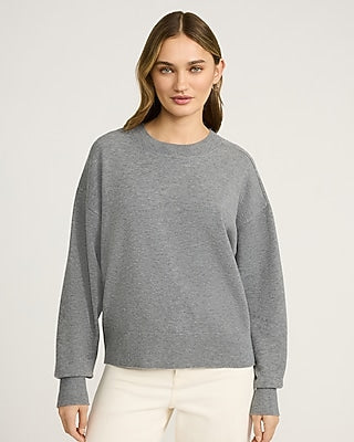 Express Women's Airy Soft Oversized Relaxed Crew Neck Sweater in Gray Small