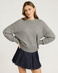 Express Women's Relaxed Barrel Sleeve Crew Neck Sweater in Gray Small