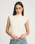 Express Women's Skimming Mock Neck Cap Sleeve Sweater in Ivory