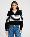 Express Women's in Striped Quarter Zip Sweater