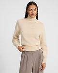Express Women's Cozy Soft Turtleneck Sweater in Stone