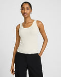 Express Women's Ribbed Scoop Neck Sweater Tank Top in White