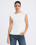 Express Women's Ribbed Boat Neck Cap Sleeve Sweater in Ivory