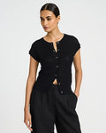 Express Women's Crew Neck Cap Sleeve Sweater Vest in Black Small
