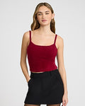 Express Women's Fuzzy Crop Sweater Top in Maroon