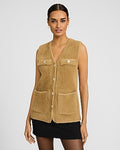 Express Women's Fuzzy Rhinestone Embellished Sweater Vest in Neutral Small