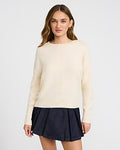Express Women's Crew Neck Center Seam Sweater in White Small