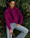 Express Women's Boucle Crew Neck Tunic Sweater in Purple Small