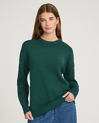 Express Women's Crew Neck Tunic Sweater in Emerald