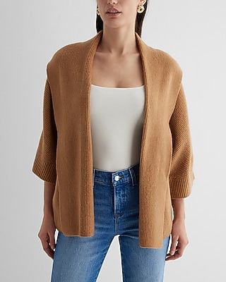 Express Women's Ribbed Cape Cardigan in Butterscotch