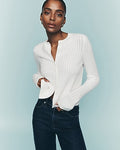 Express Women's Airy Soft Cable Knit Crew Neck Cardigan in Ivory