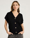 Express Women's Relaxed V-Neck Dolman Sleeve Sweater Vest in Black Small