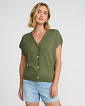 Express Women's Relaxed V-Neck Dolman Sleeve Sweater Vest in Green Small