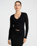 Express Women's Lightweight Ribbed V-Neck One Button Cardigan in Black Small