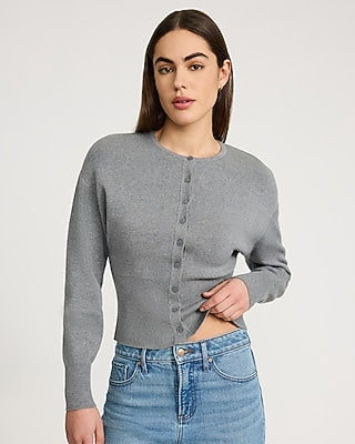 Express Women's Airy Soft Banded Bottom Dolman Cardigan in Gray Small
