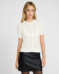 Express Women's Open Stitch Cable Knit Short Sleeve Cardigan in Ivory