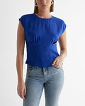 Express Women's Crew Neck Cinched Waist Gramercy T-Shirt in Royal Cobalt