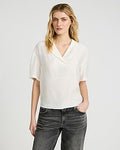 Express Women's Collared Short Sleeve T-Shirt in White Small