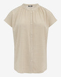 Express Women's Printed Crew Neck Cap Sleeve Novelty Button Front Top Small
