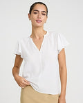 Express Women's V-Neck Flutter Sleeve Top in White Small