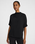 Express Women's Relaxed Short Sleeve Mock Neck Top in Black Small