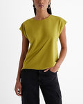 Express Women's Crew Neck Gramercy T-Shirt in Green Small