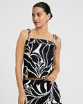 Express Women's Poplin Floral Square Neck Tie Strap Cami Small