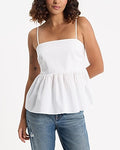 Express Women's Poplin Square Neck Peplum Babydoll Cami in White Small