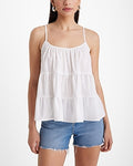 Express Women's Scoop Neck Tiered Tank Top in White Small