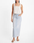 Express Women's Summer-Blend Linen Square Neck Tank Top in Swan