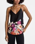 Express Women's Floral V-Neck Downtown Cami in Black Print