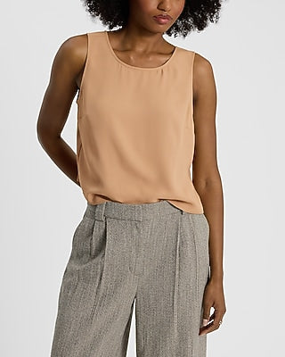 Express Women's Crew Neck Flowy Tank Top in Brown Small