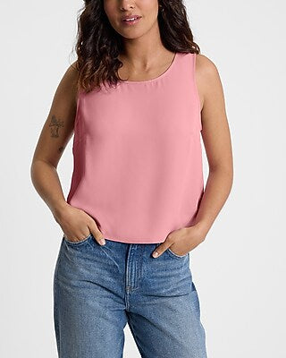 Express Women's Crew Neck Flowy Tank Top in Pink Small