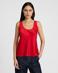 Express Women's Satin Scoop Neck Tank Top in Lipstick Red
