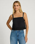 Express Women's Lace Trim Square Neck Tank Top in Pitch Black