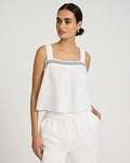 Express Women's Gauze Pattern Square Neck Tank Top in White