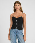 Express Women's Sweetheart Button Corset Cami Vest Top in Black 0
